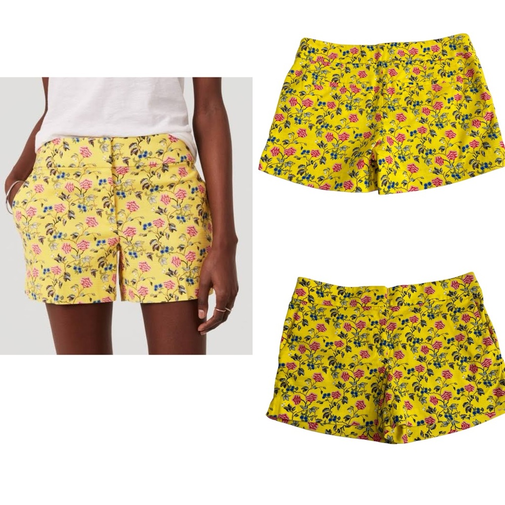 LOFT Ann Taylor THE RIVIERA SHORT Floral Print Short Size 6 Yellow
